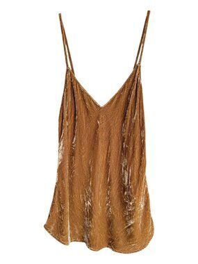 Reformation Gold Velvet Cami Silk Blend Spaghetti Strap Top Size Small 90s Style